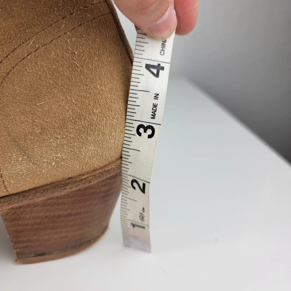 Tory Burch Suede Leather Side Zip Booties Congac Brown 9